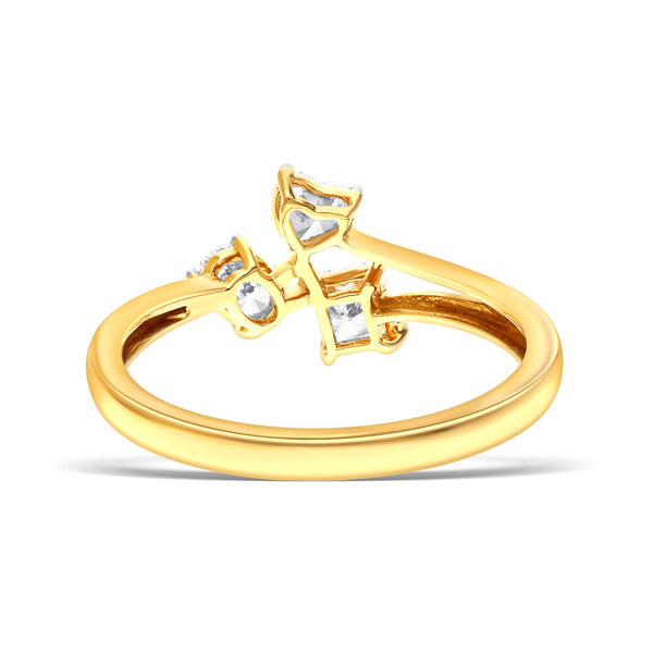 Golden Heart & Princess Lab Diamond Ring