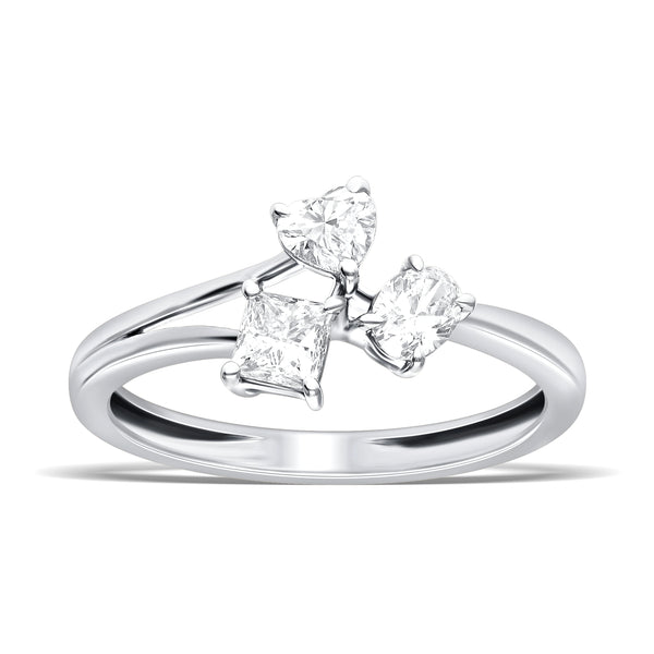 Golden Heart & Princess Lab Diamond Ring