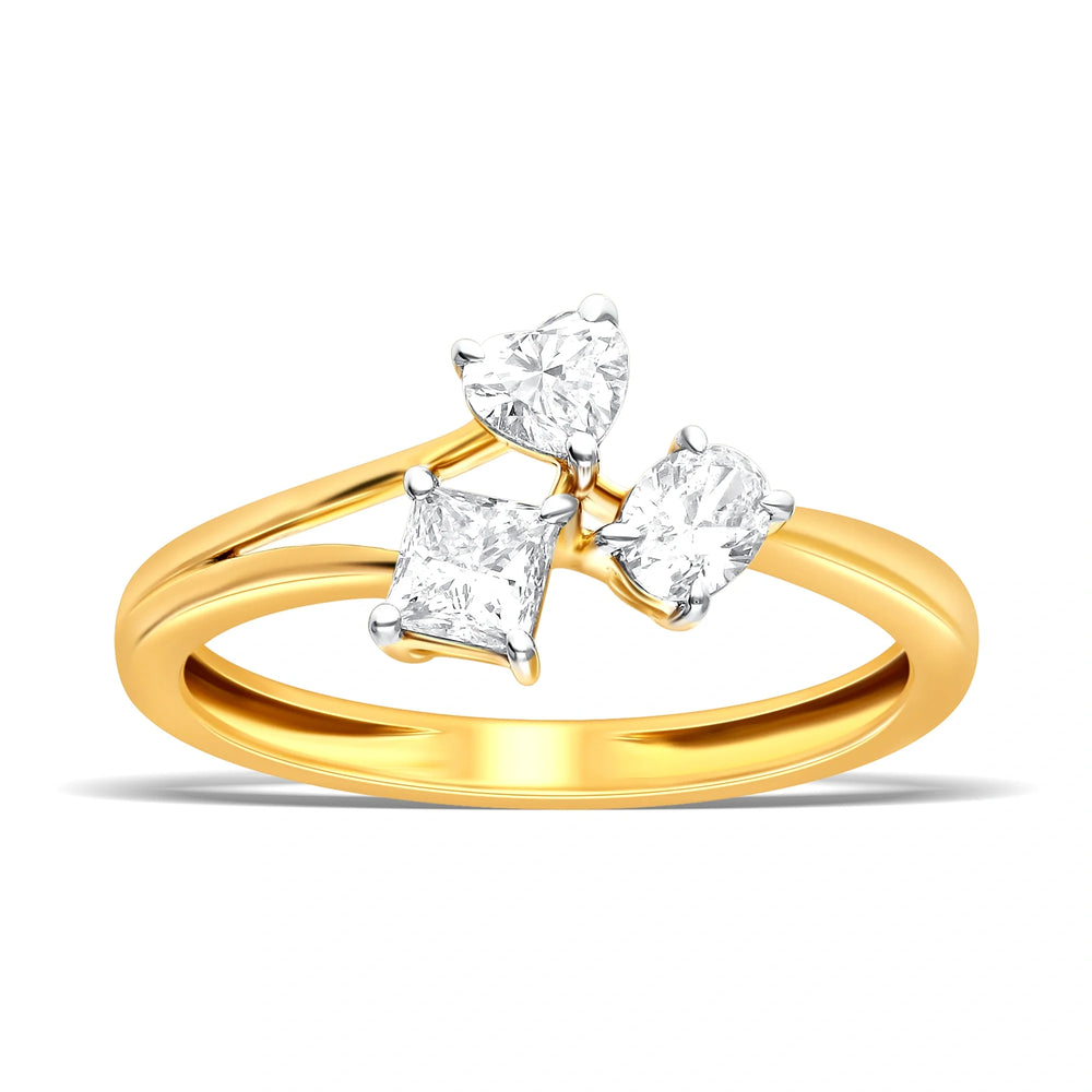 Golden Heart & Princess Lab Diamond Ring