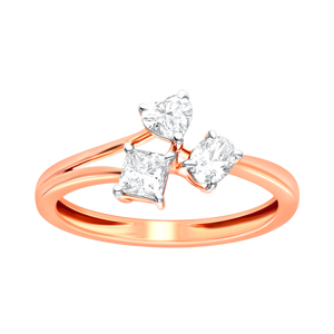 Golden Heart & Princess Lab Diamond Ring