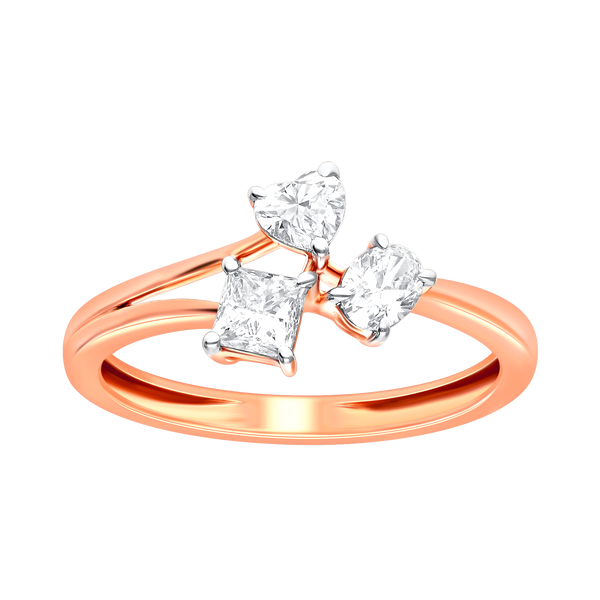Golden Heart & Princess Lab Diamond Ring
