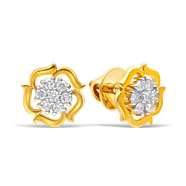Elegant Lab-Grown Diamond Gold Stud Earrings
