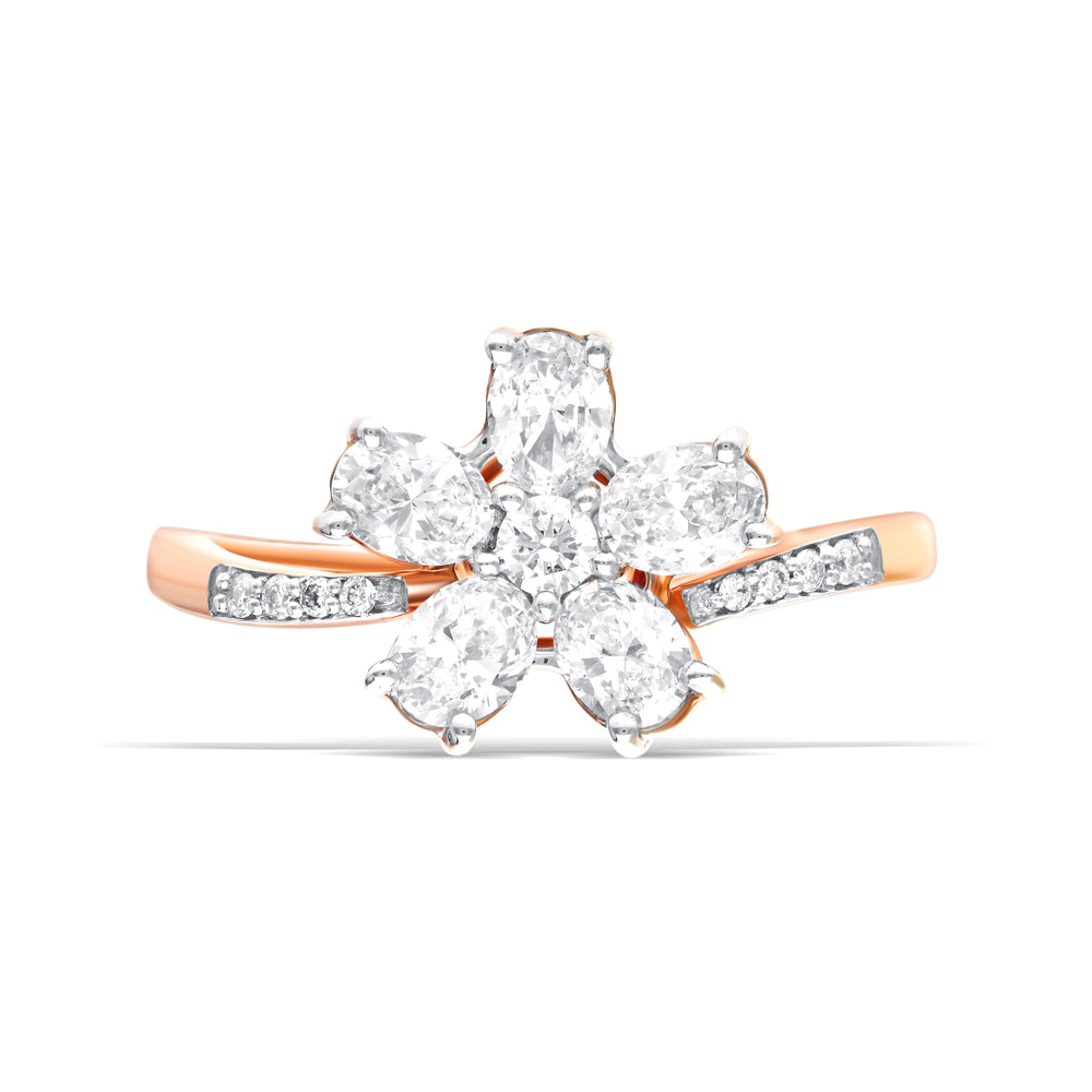 Luxurious Lab-Grown Diamond Rose Gold Floral Ring
