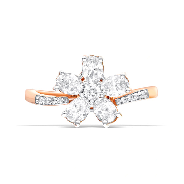 Luxurious Lab-Grown Diamond Rose Gold Floral Ring