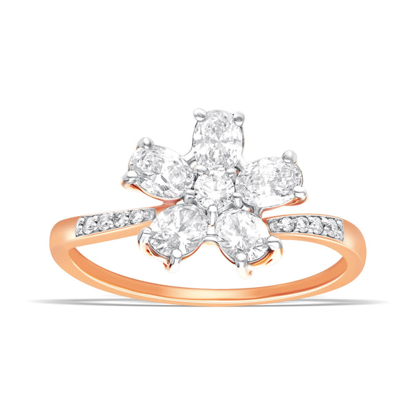Luxurious Lab-Grown Diamond Rose Gold Floral Ring