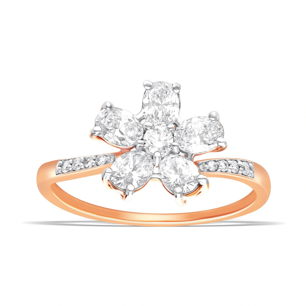 Luxurious Lab-Grown Diamond Rose Gold Floral Ring