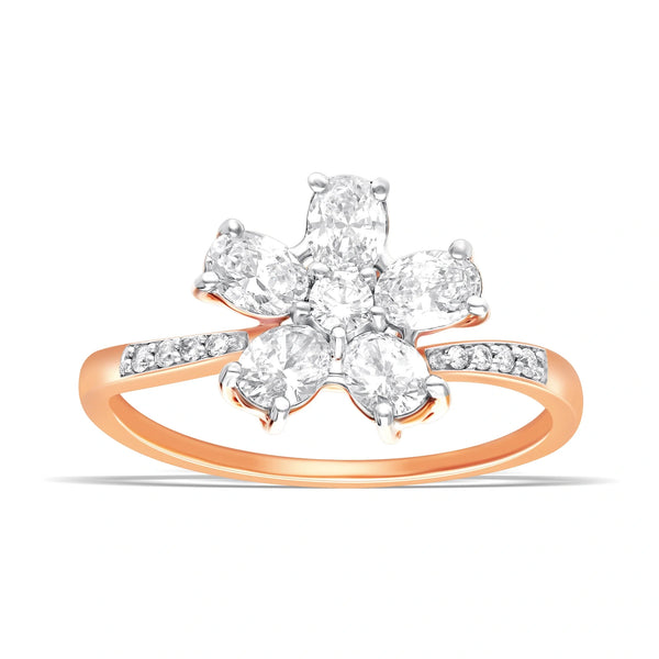 Luxurious Lab-Grown Diamond Rose Gold Floral Ring