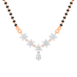 Flower Cluster Lab-Grown Diamond Gold Mangalsutra with Pear Drop Pendant