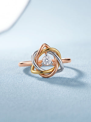 Elegant Lab-Grown Diamond Tri-Color Knot Ring