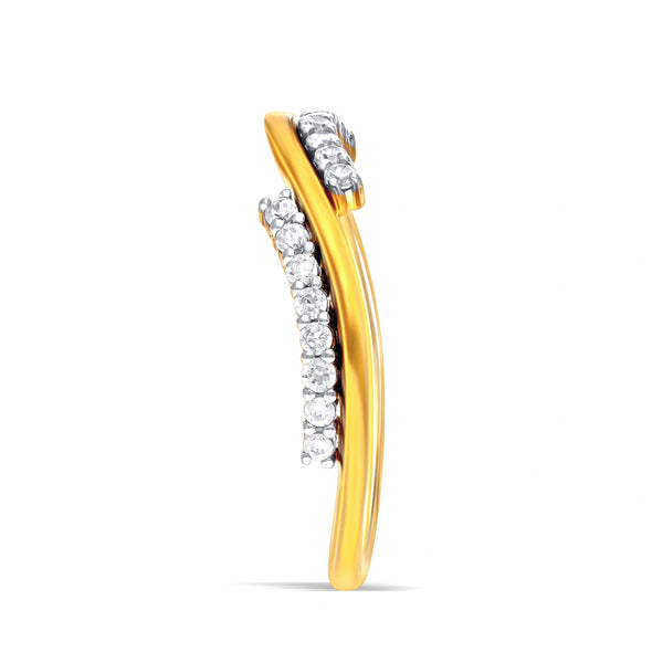 Two-Tone Silver Twist Ring with Diamonds