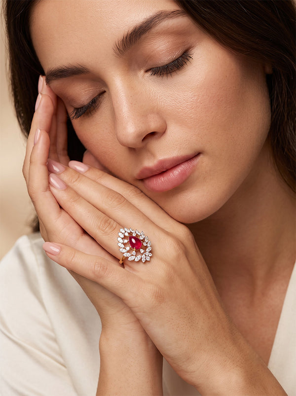 Elegant Pink Diamond Lab-Grown Gold Ring
