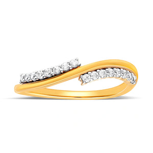 Two-Tone Silver Twist Ring with Diamonds