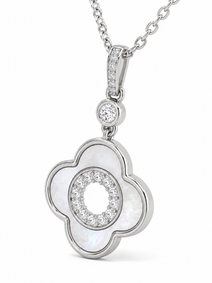 925 Sterling Silver Mother of Pearl Moissanite Chain Pendant