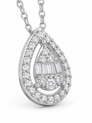 925 Sterling Silver Teardrop Moissanite Chain Pendant