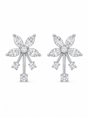 Petal Grace Silver Stud Earrings