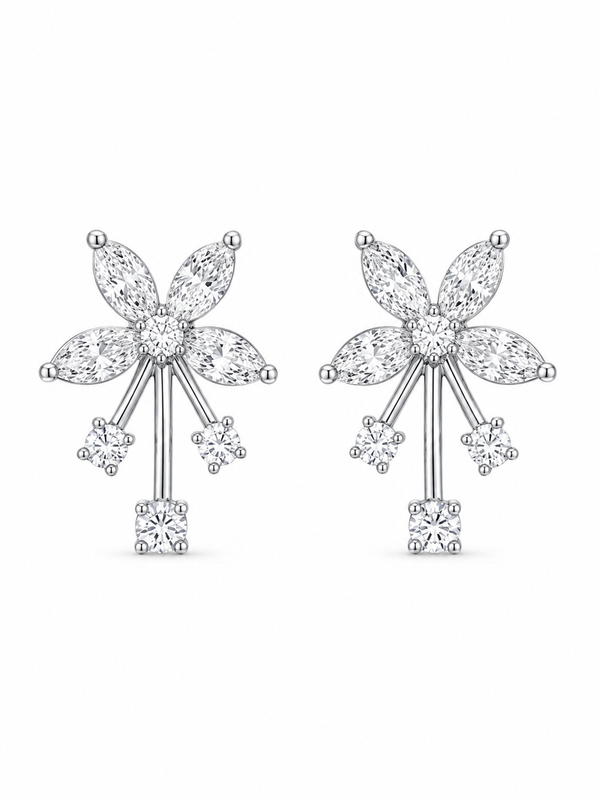 Petal Grace Silver Stud Earrings