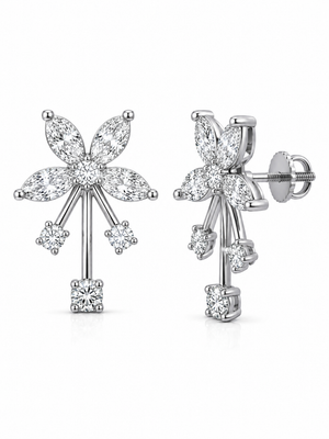 Petal Grace Silver Stud Earrings