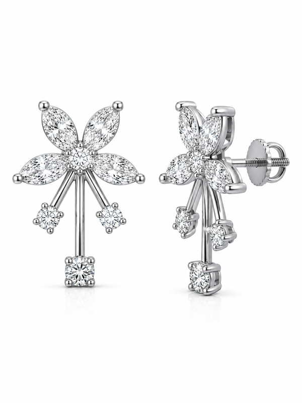 Petal Grace Silver Stud Earrings