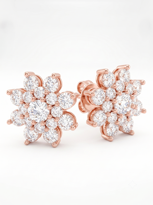 Snowflake Cluster  Silver Stud Earrings