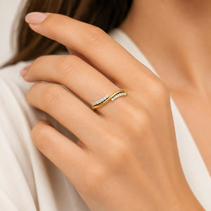 Two-Tone Silver Twist Ring with Diamonds