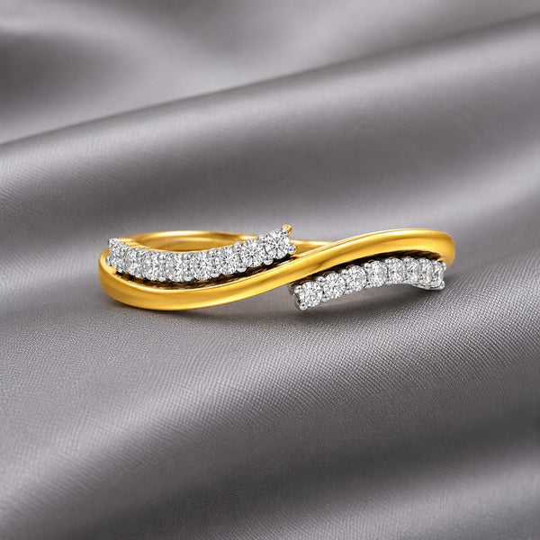 Two-Tone Silver Twist Ring with Diamonds