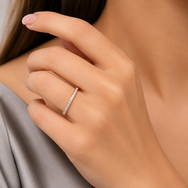 Elegant Silver Diamond Stacking Ring
