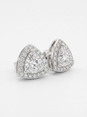 925 Sterling Silver Halo Moissanite Stud Earrings