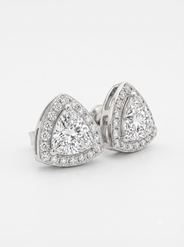925 Sterling Silver Halo Moissanite Stud Earrings