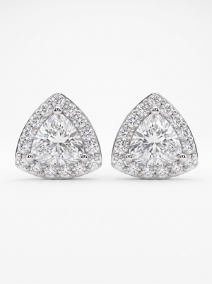 925 Sterling Silver Halo Moissanite Stud Earrings