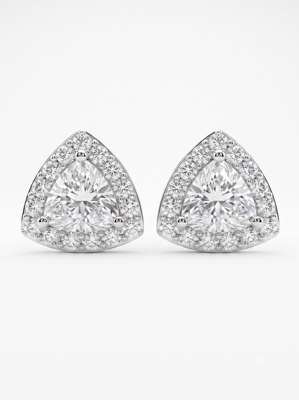 925 Sterling Silver Halo Moissanite Stud Earrings