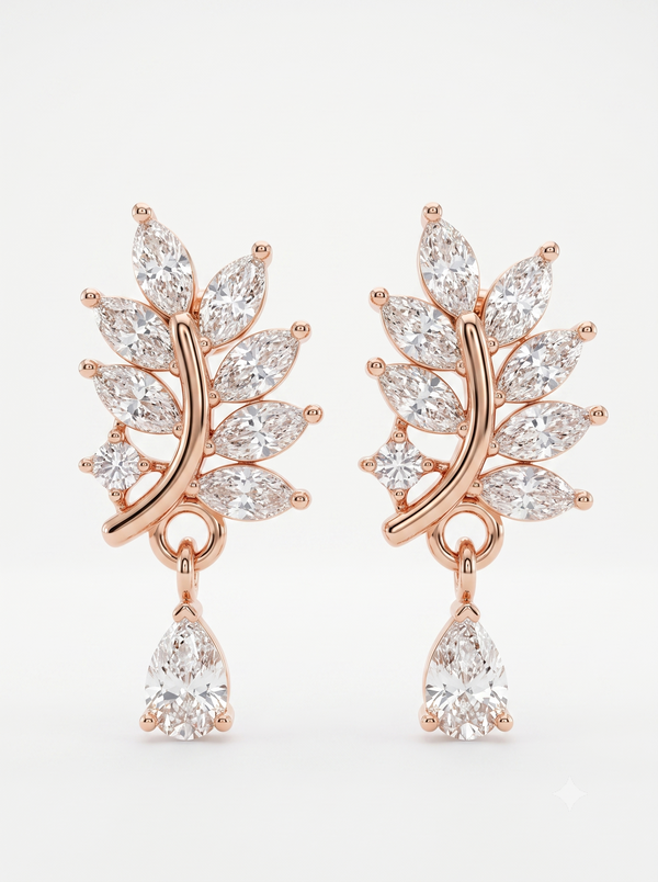 Elegant Vine Drop Silver Earrings