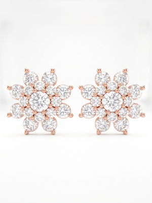 Snowflake Cluster  Silver Stud Earrings