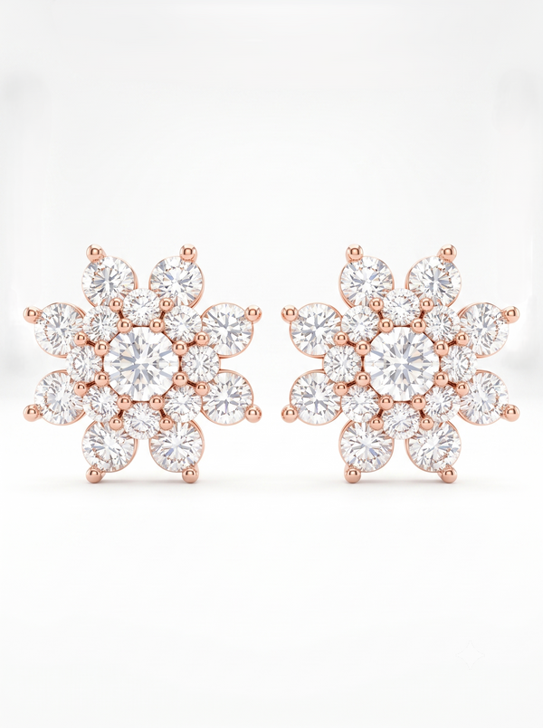 Snowflake Cluster  Silver Stud Earrings