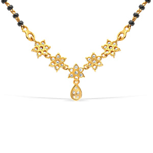 Flower cluster lab-grown diamond gold mangalsutra – back view