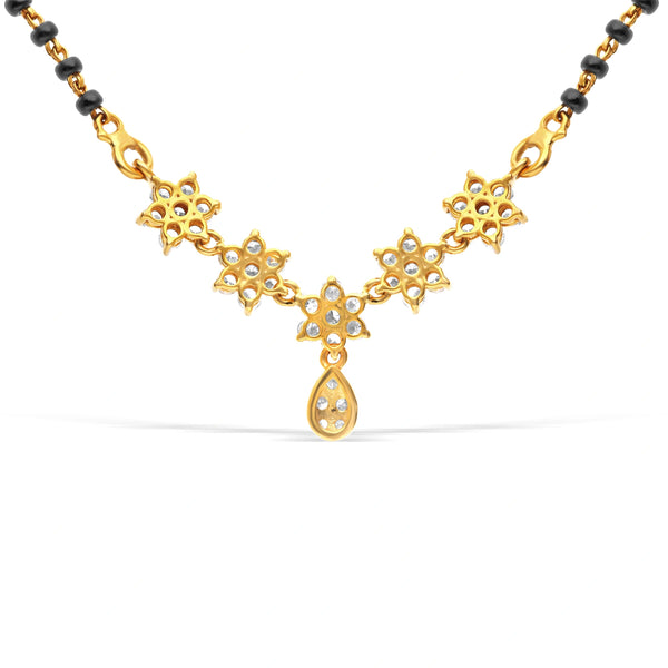 Flower cluster lab-grown diamond gold mangalsutra – back view