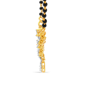 Yellow gold mangalsutra with flower cluster lab-grown diamond pendant – side profile