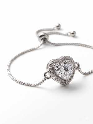 Heart Halo - 925 Silver Adjustable Heart Bracelet