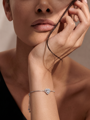 Heart Halo - 925 Silver Adjustable Heart Bracelet