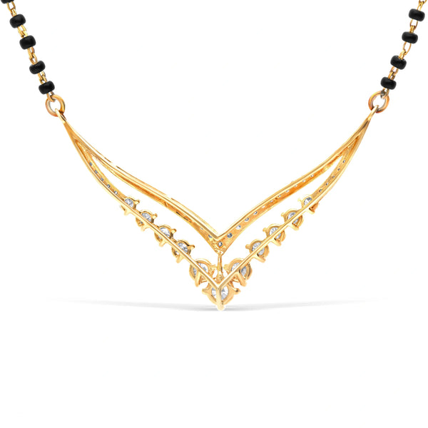 Yellow gold mangalsutra pendant with lab-grown diamonds – back view