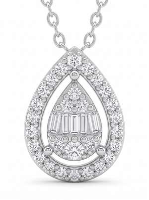 925 Sterling Silver Teardrop Moissanite Chain Pendant