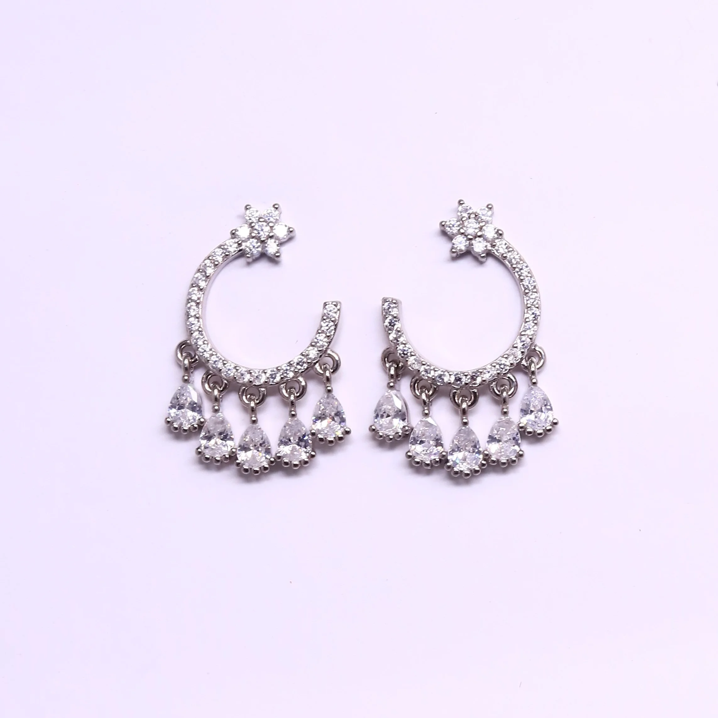 Abstract C Shape Drop Earrings - Suman's Jewellery